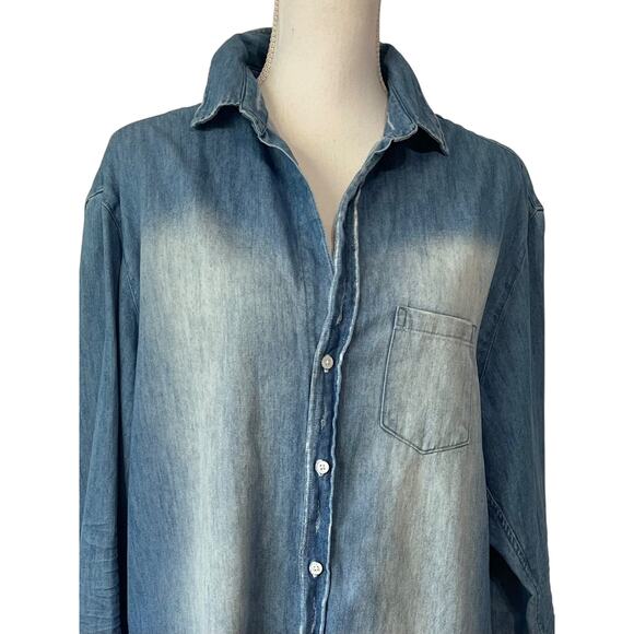 Frank and Eileen Mary Classic Shirtdress Famous Denim Distressed Wash Size L - Picture 6 of 10
